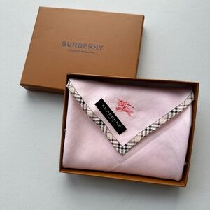 100% Authentic Burberry NWT Pink Tartan Scarf Handkerchief Made in Japan